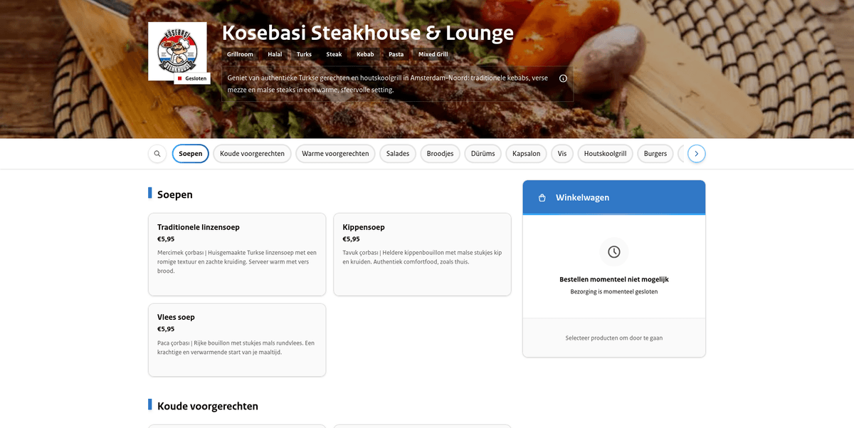 Bestelwebsite voorbeeld