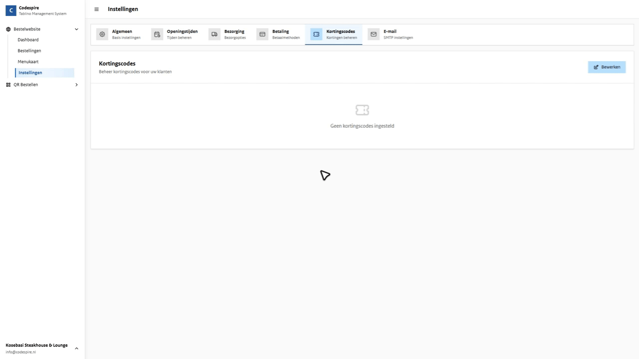 Kortingscodes Dashboard